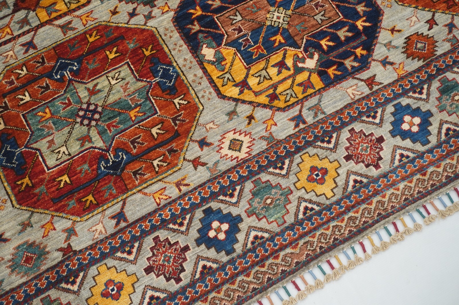 8 x 10 ft Gray Ersari Afghan Hand Knotted Veg dyes Wool Tribal Area Rug