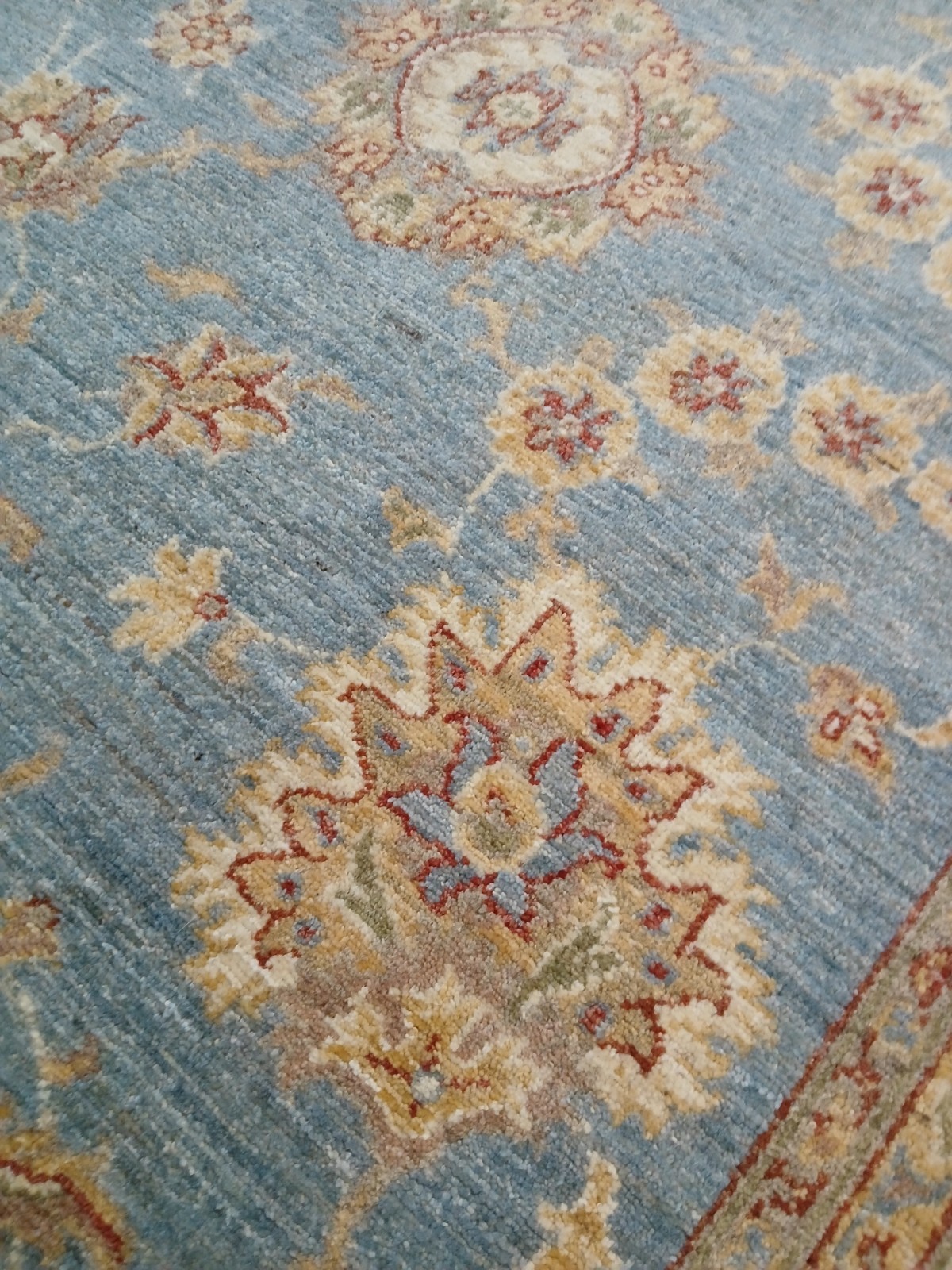 8×8 Ft Square Rug, Mutted Blue Vegetable Dyed Handspun Wool Entryway Area Rug