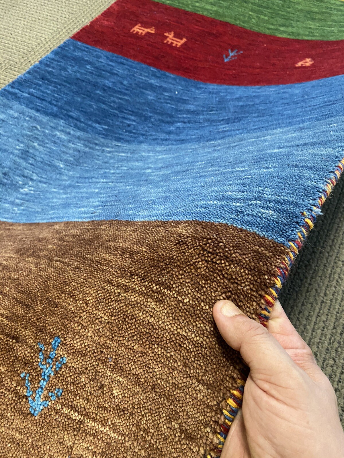 Stunning Tribal Gabbeh Runner Area Rug hand Woven Multi Rainbow 2.6 X 11.5ft