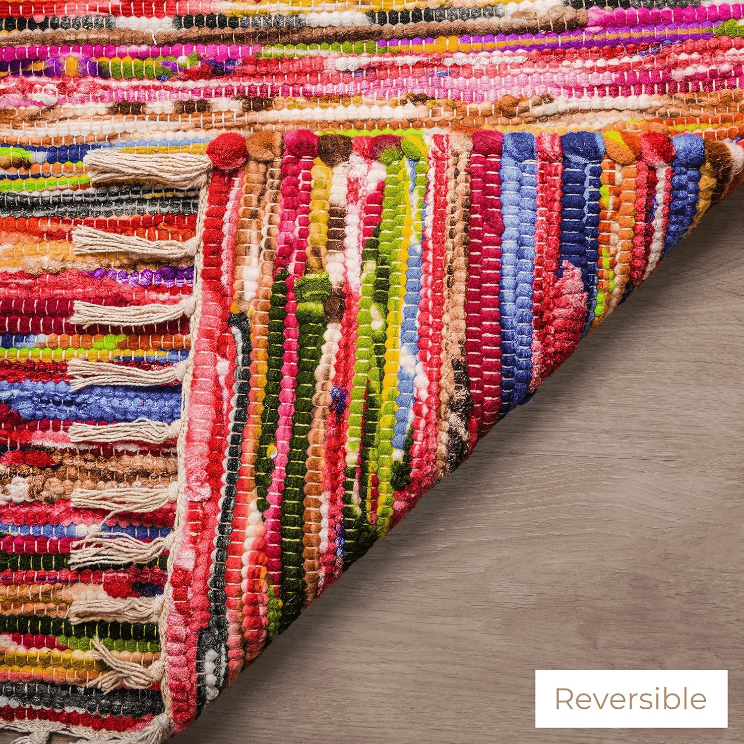 Boho Chindi Rag Rug 20X32 Inches – Handwoven Recycled Braided Rug Multicolor wit
