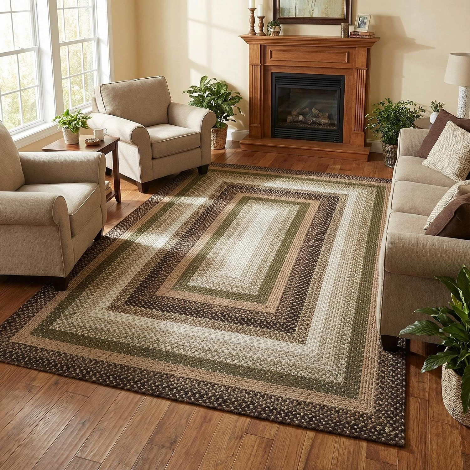 Braided Area Rug 3X5 Entryway Rug Non Slip Washable Small Rugs for Living Room L