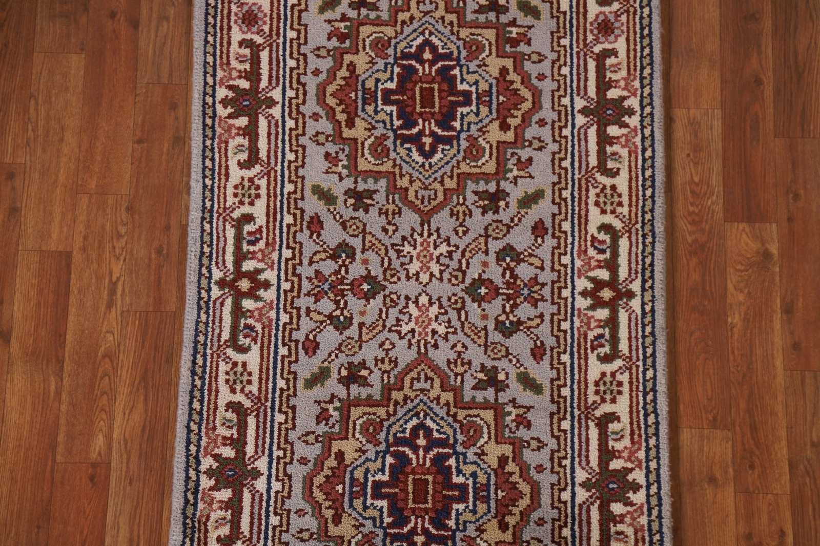 Light Blue Heriz Serapi Area Rug Narrow Runner 2′ 6″ x 6′ 0″ Handmade Carpet