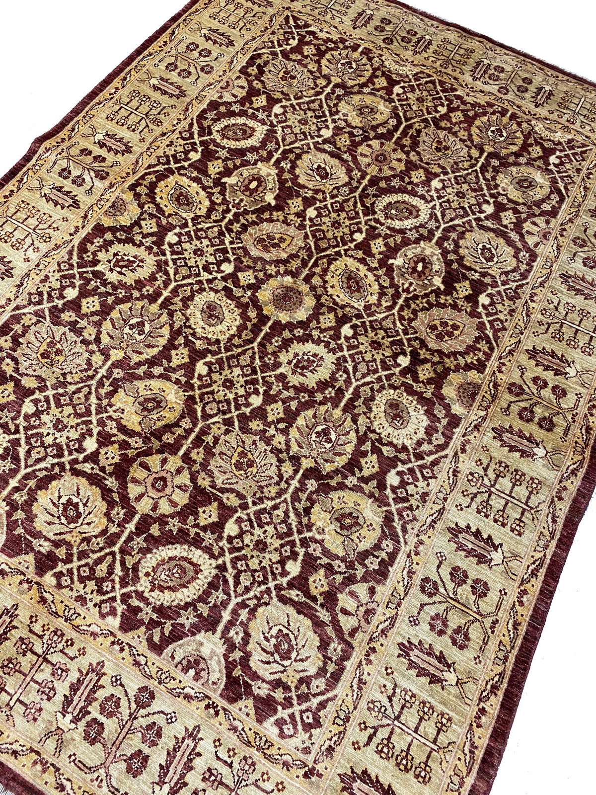 6×8 Quality Handmade Agra Rug BURGUNDY #PIX-6074