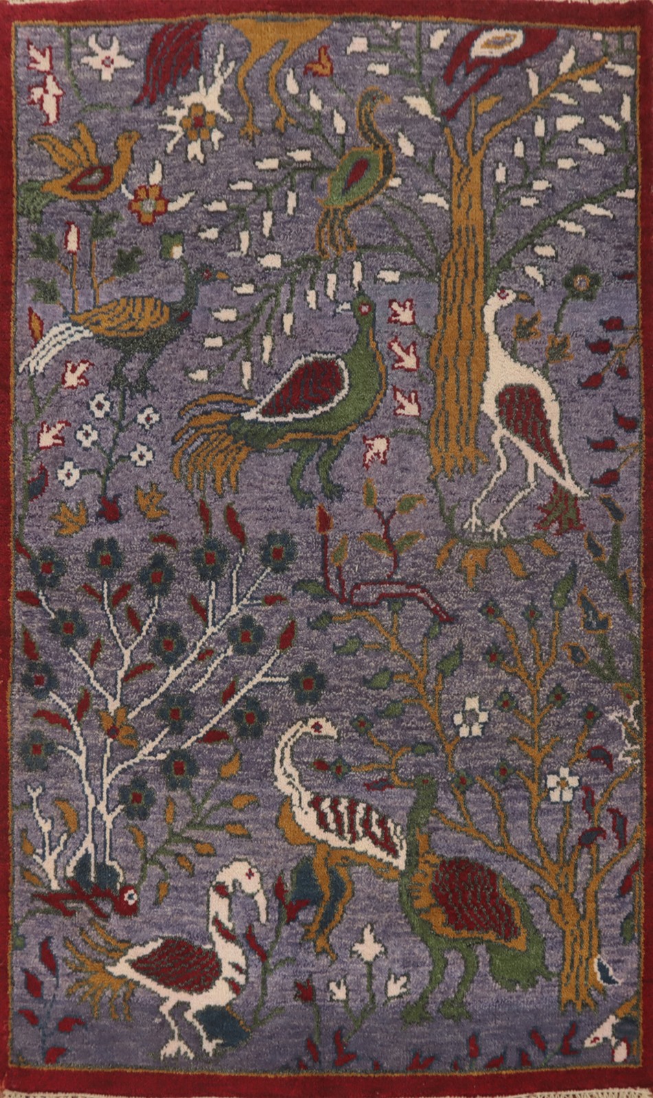 Animals Design Purple Ziegler Oriental Accent Rug 4×6 Hand-knotted Wool Carpet