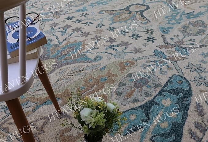 Ikat White Handmade Tufted Traditional Woolen Area Rugs