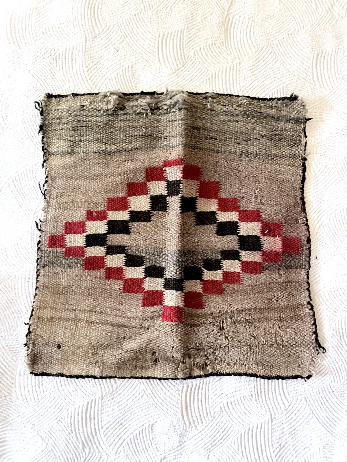Antique Navajo Weaving Small Eye-Dazzler Wall Hanging Rustic Southwest Decor