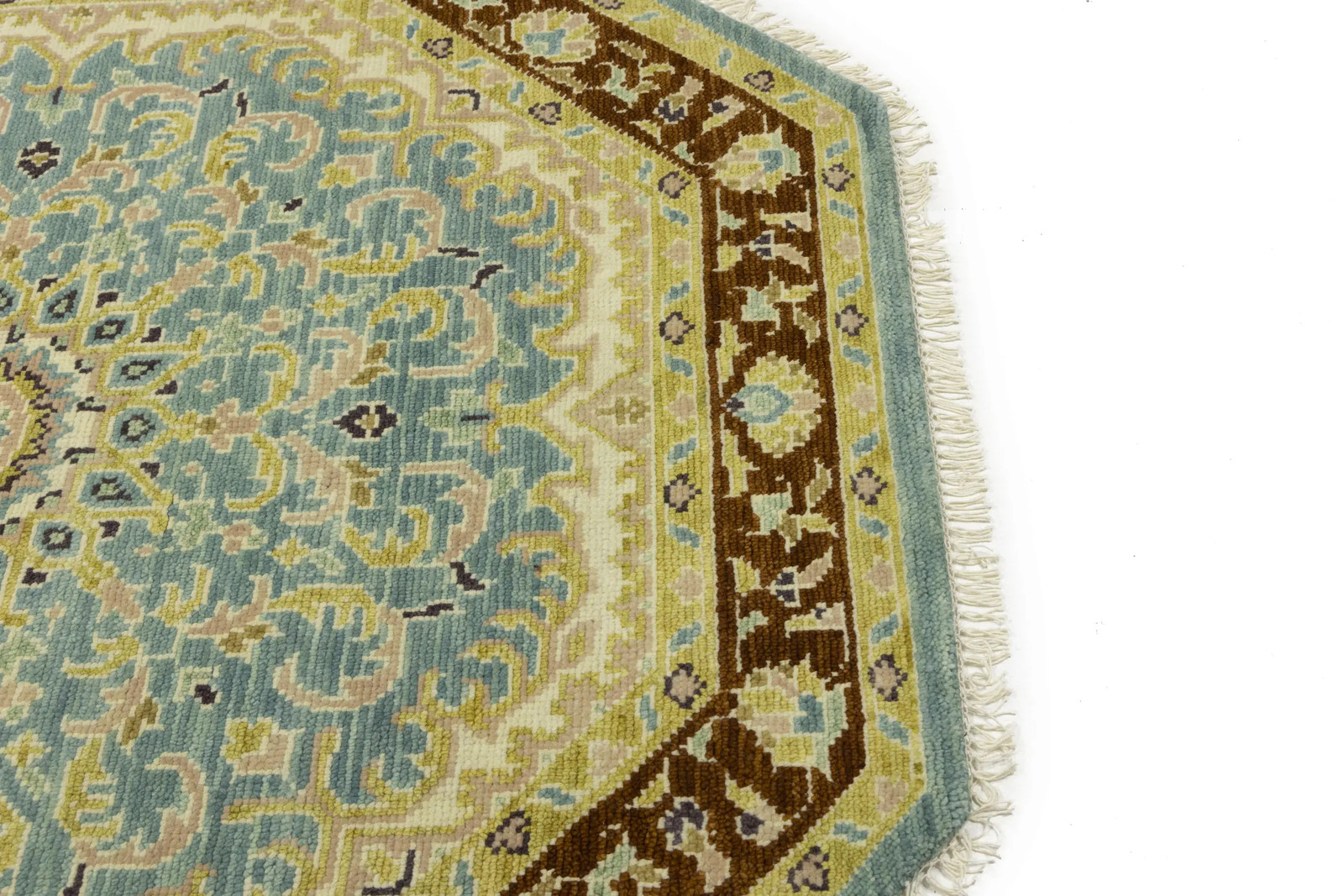 6X6 ft Oushak Octagon Oriental Rug Teal Floral Design Bedroom & Kids Room Carpet