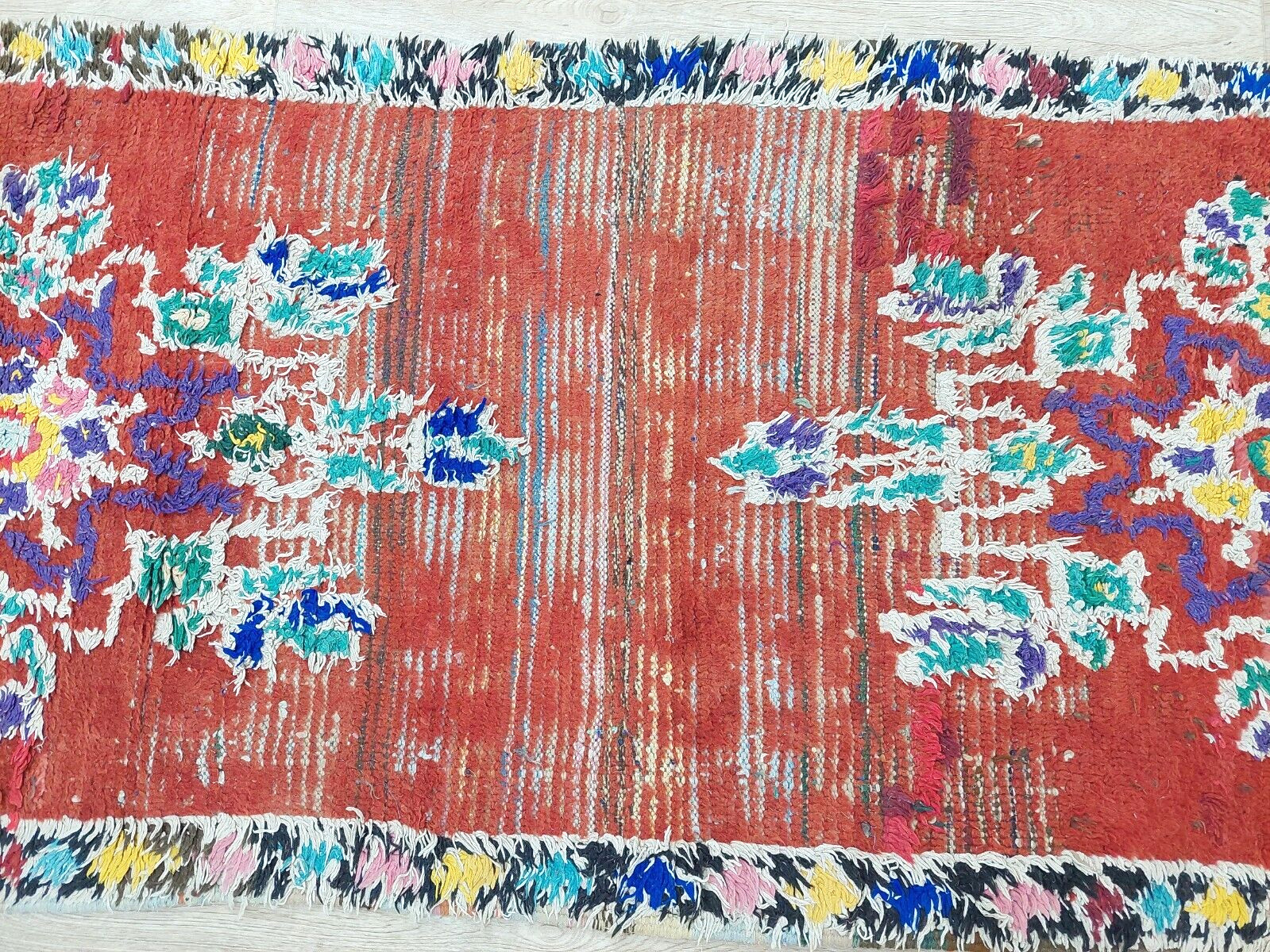 Vintage Red Runner Rug 2×8 Moroccan Handmade Tribal Berber Boho Geometric Carpet