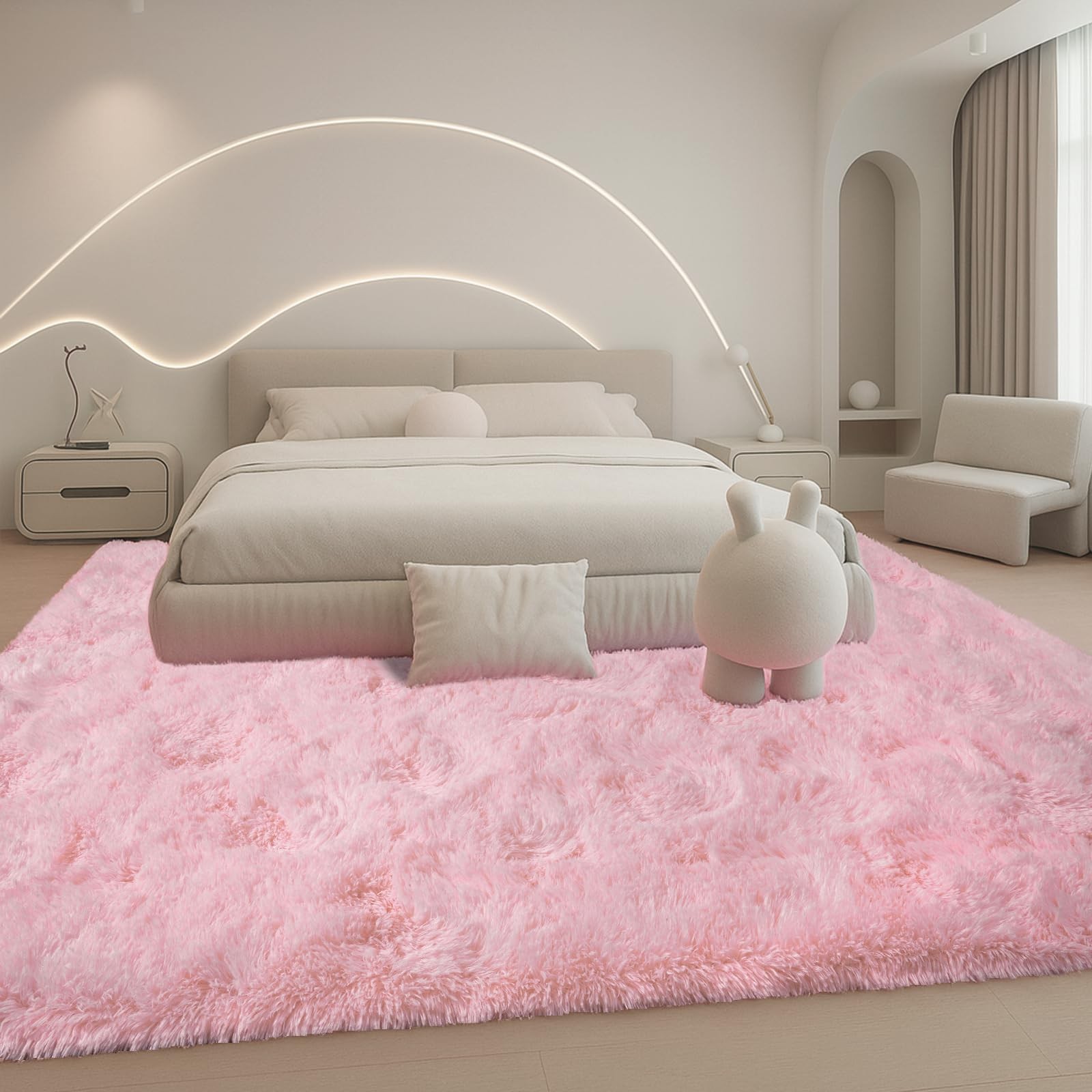 Mtandyx 8X10 Area Rugs Living Room Cute Pink Rug Large Plush Fluffy Bedroom