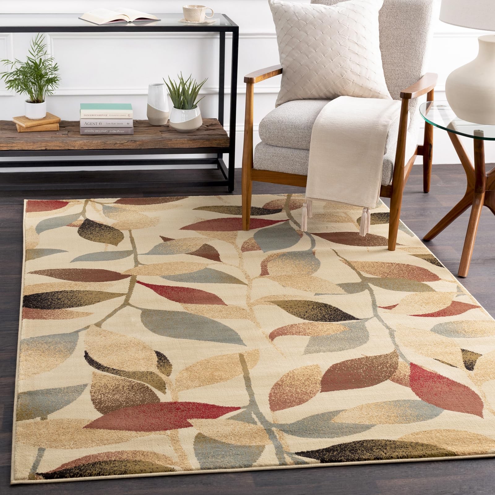Parker Dark Red, Cream and Dark Brown Transitional Area Rug 4′ x 5’5