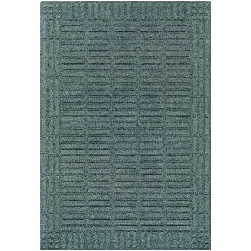 Modern 8×10 Handmade Wool Rug | Deep Blue/Green Textured Living Room Cozy Carpet