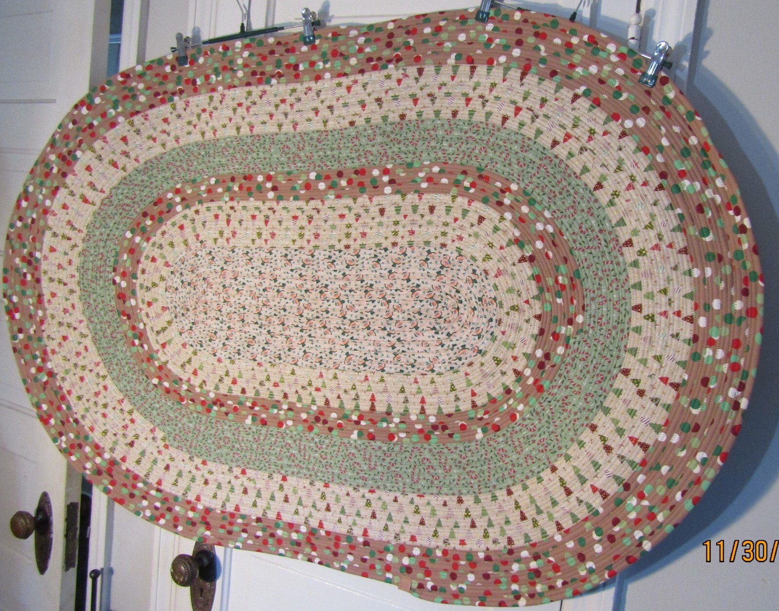 Jelly Roll Rug XMAS Gingerbread Handmade 34″x51″