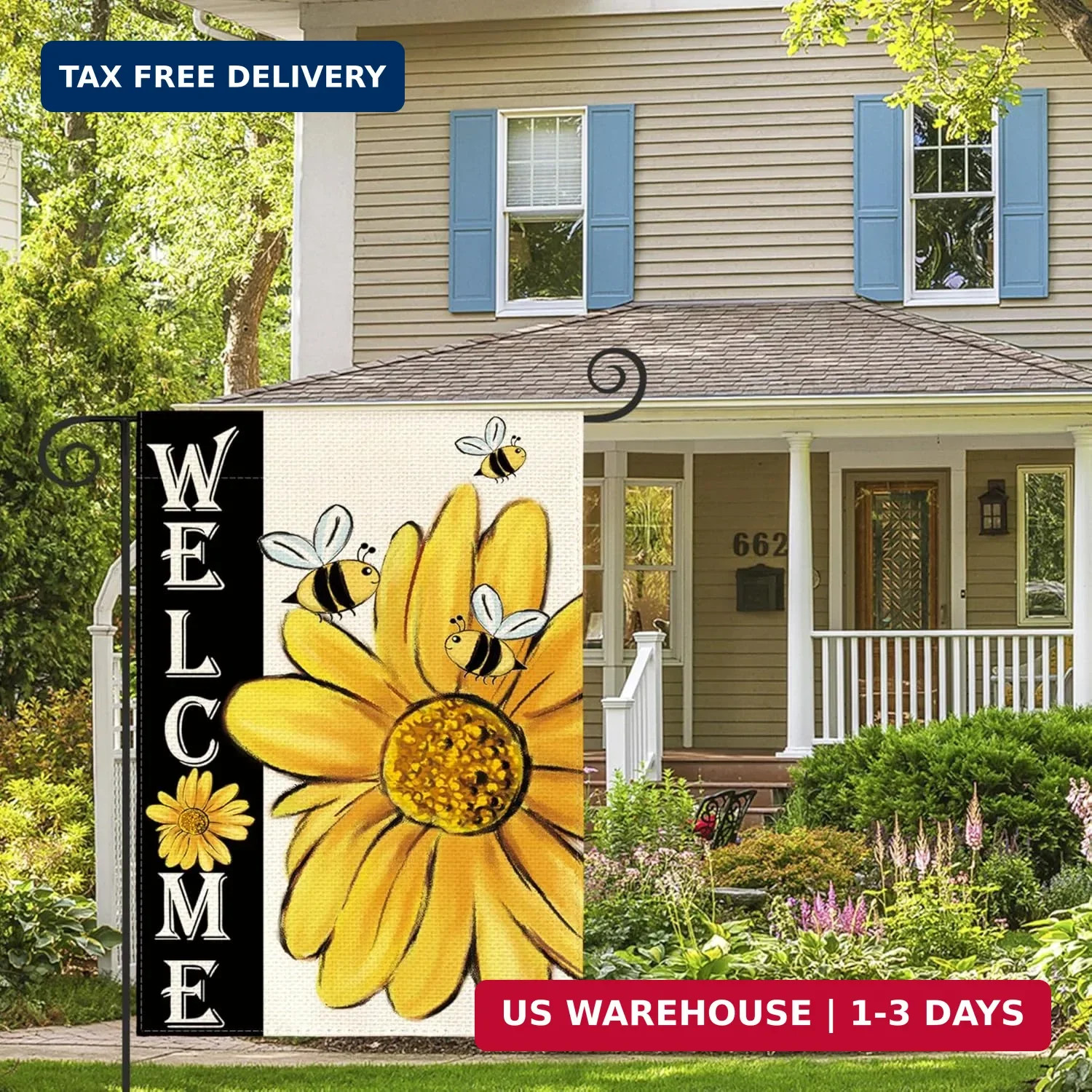 AVOIN colorlife Spring Summer Bee Sunflower Garden Flag 12×18 Inch Double Sided,