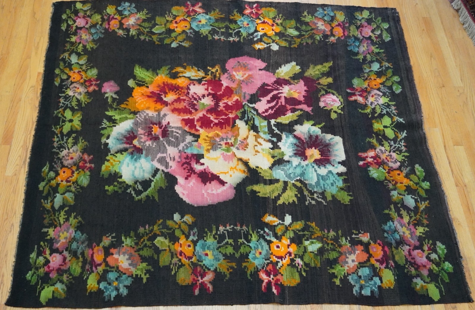 Turkish Bessarabian Kilim Hand-Woven Wool Vintage Rug 6’9″ x 7’2″