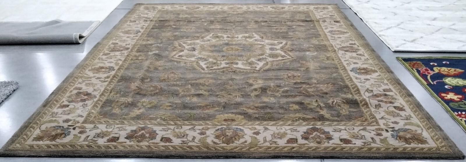 GREEN / TAUPE 9′-6″ X 13′-6″ Back Stain Rug, Reduced Price 1172757246 HG954A-10