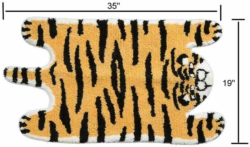 Huichenxing2021FURSTORE Tiger Printed Rug Faux Fur Skin Animal Carpet Rug Yellow