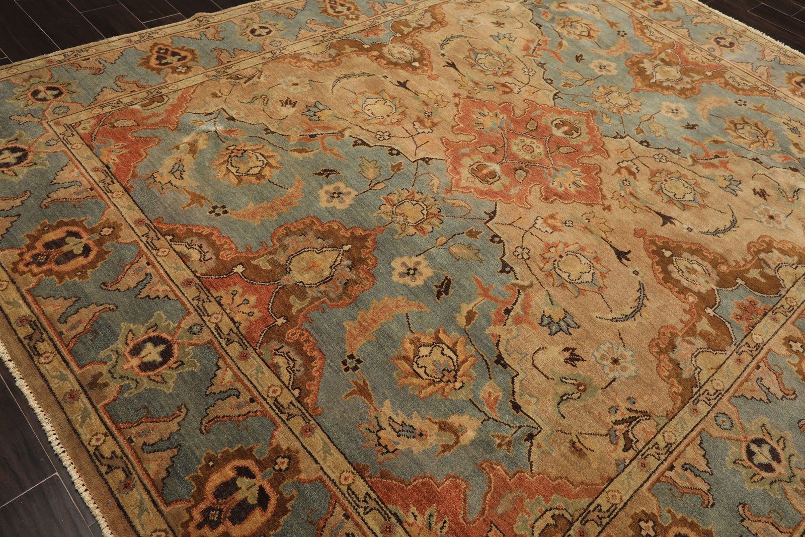 8×10 Hand Knotted Wool Tan Oushak Traditional Floral Rug