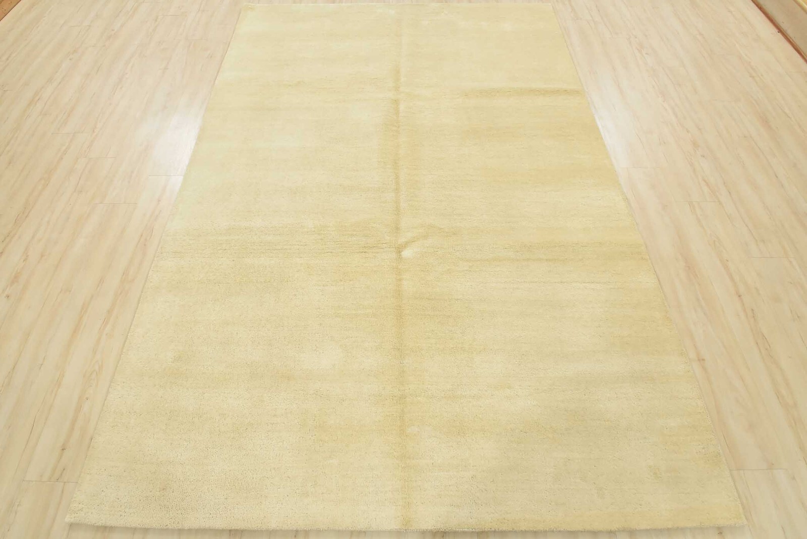 Solid Ivory Rug 6’1” x 9’1” Wool Contemporary Hand-Knotted Carpet