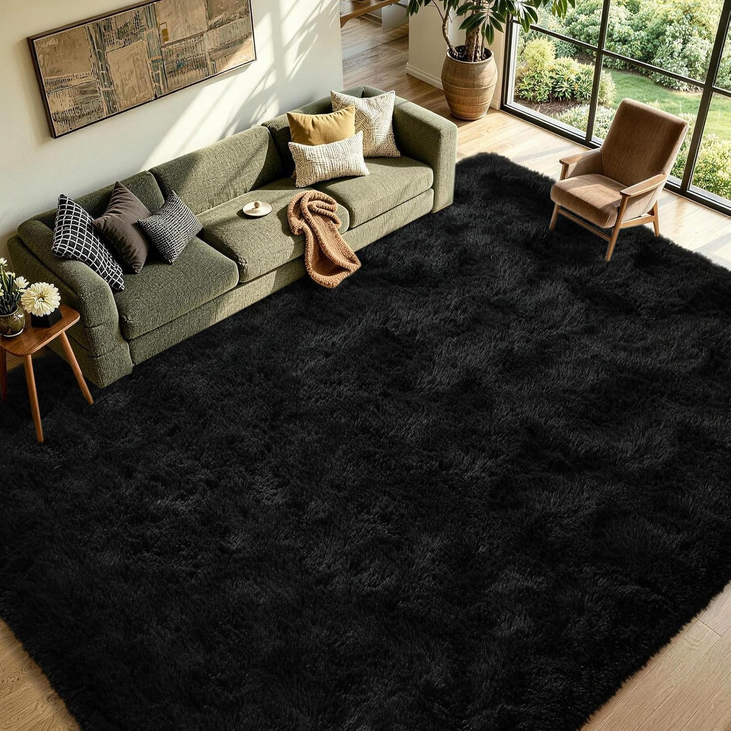 FinrèC 8X10 Feet Area Rugs for Living Room Bedroom, Fluffy Shaggy Large Rug, No