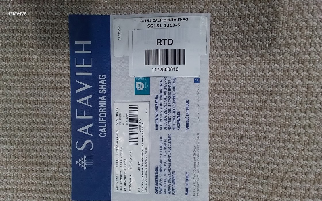 BEIGE 5′-3″ x 7′-6″ Back Stain Rug, Reduced Price 1172806816 SG151-1313-5