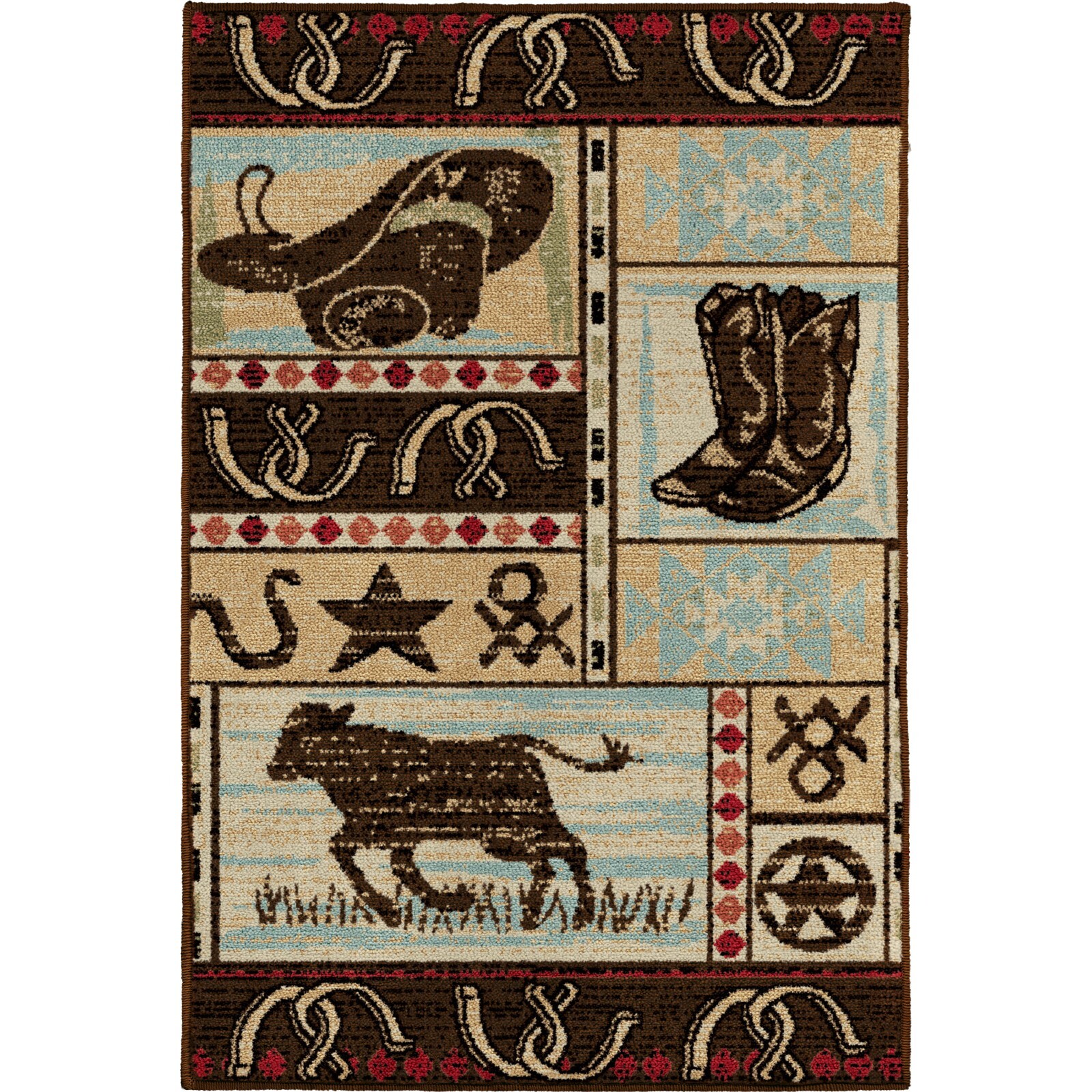 Desperado Area Rug Lodge Cabin Cowboy Rodeo Steer Black Brown *FREE SHIPPING*
