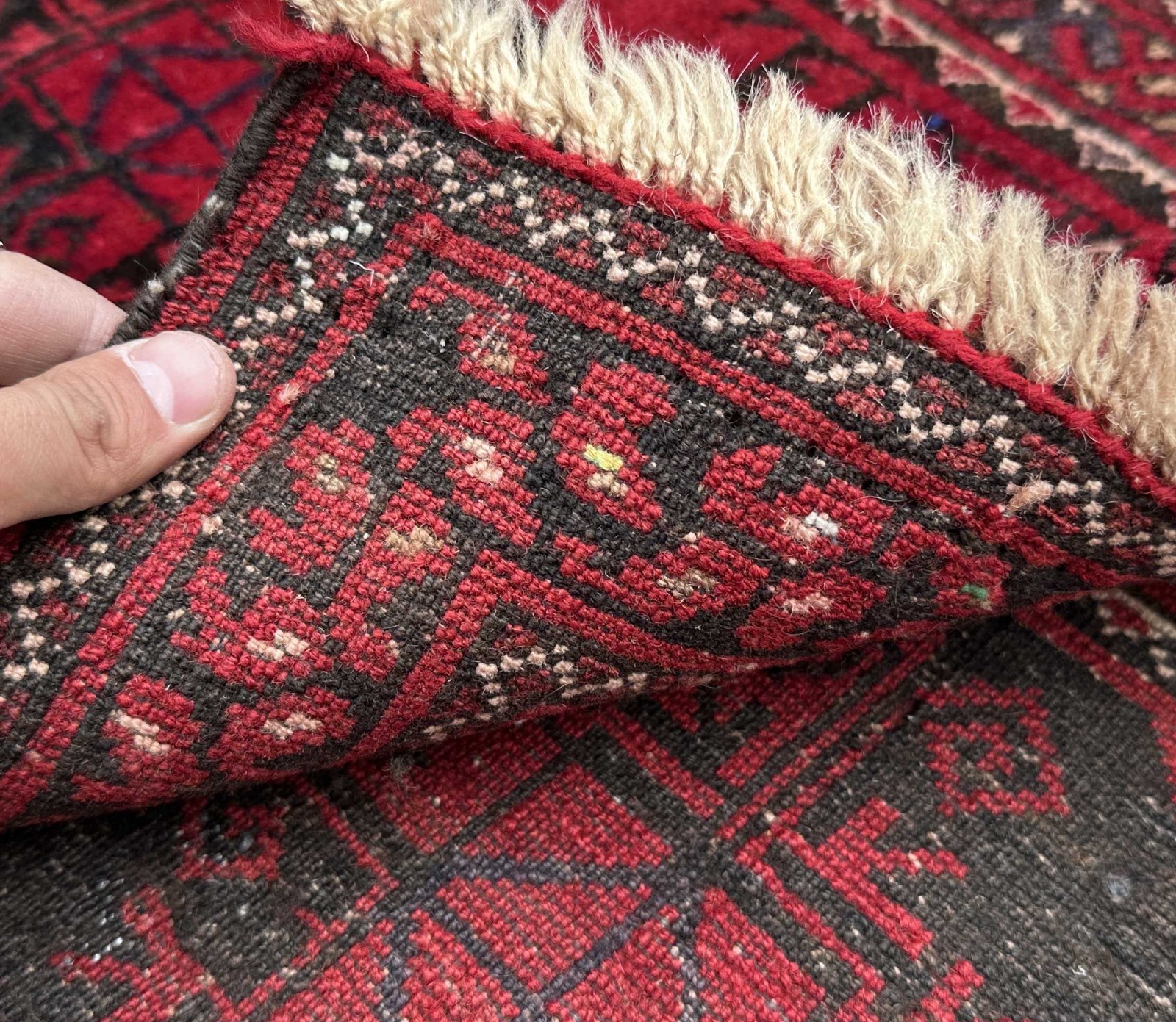 Kizil Ayak Ersari Turkmen Prayer Rug Hand Knotted Wool Vintage Red 3×4 Carpet