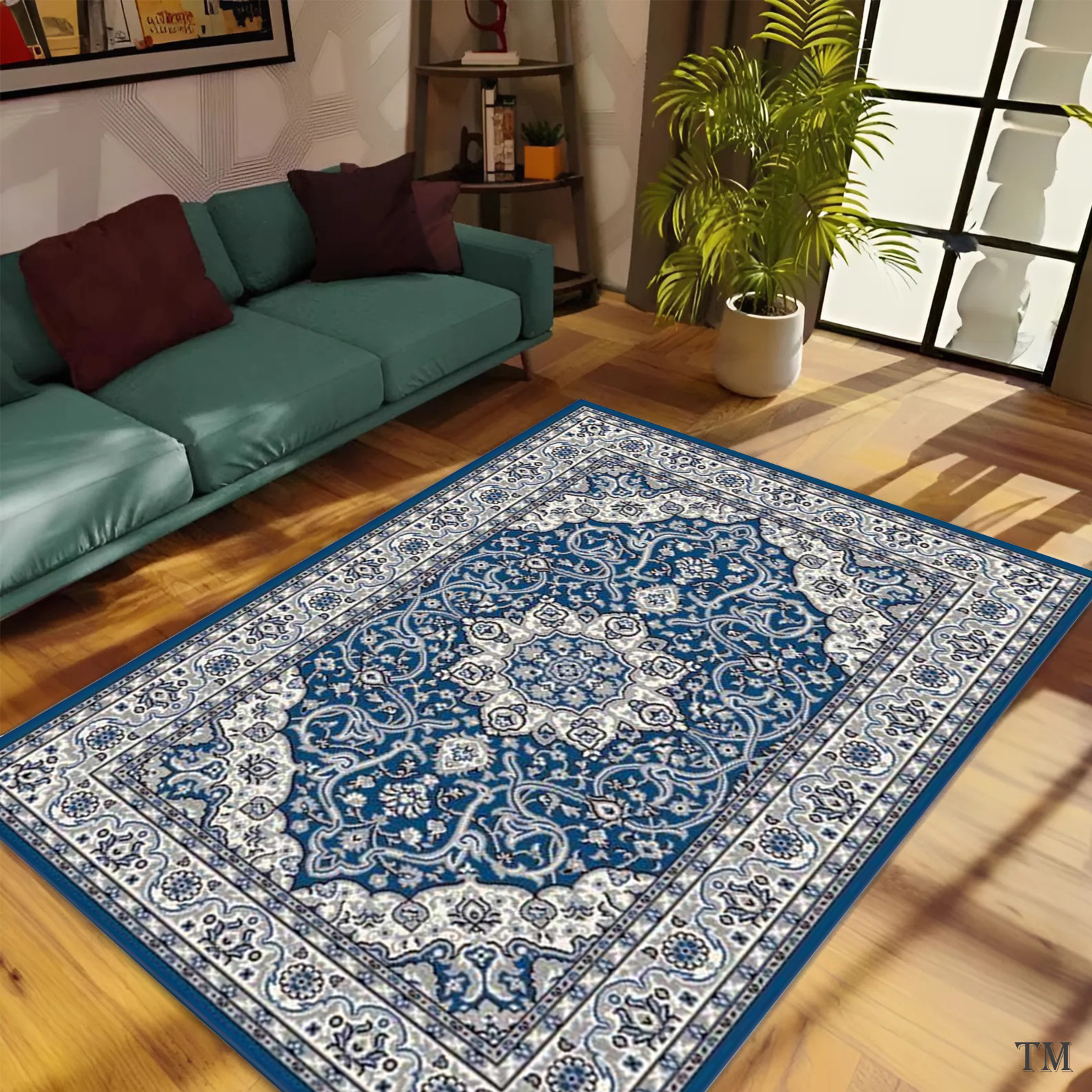 Classic Blue -Inspired Rug – Elegant Patterned Floor Mat for Home Decor