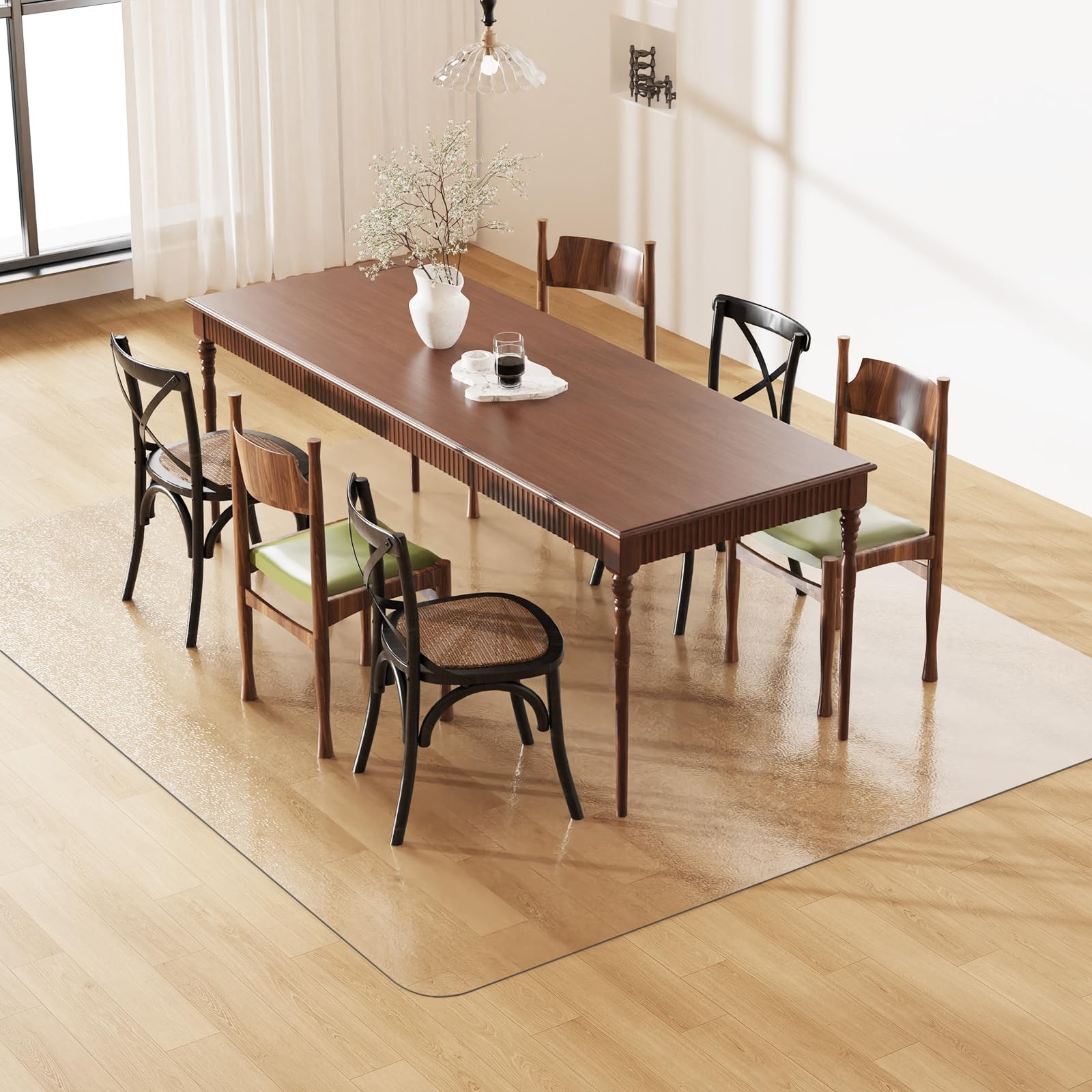 Floor Mat for Home, 8’x10′ Upgraded Clear Area Rug for Dining Room, Non-Slip …