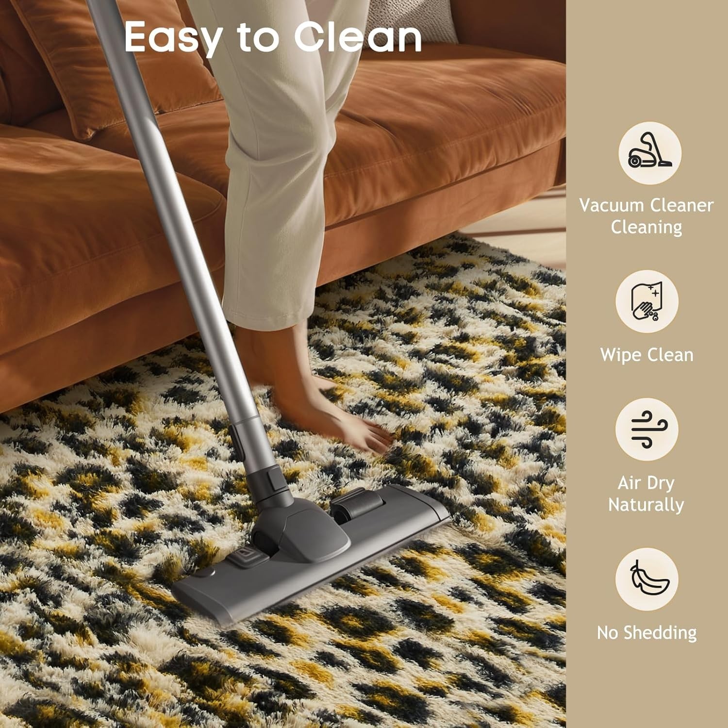 Large Cheetah Print Area Rug, Fluffy Shag Carpet