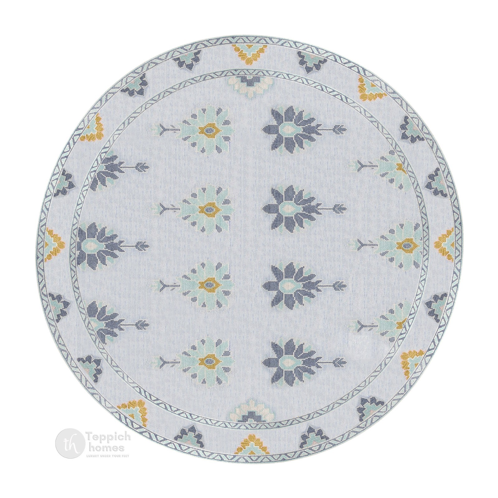 Oushak Rug 8×8 ft Hand Knotted Wool Round Traditional Area Rug