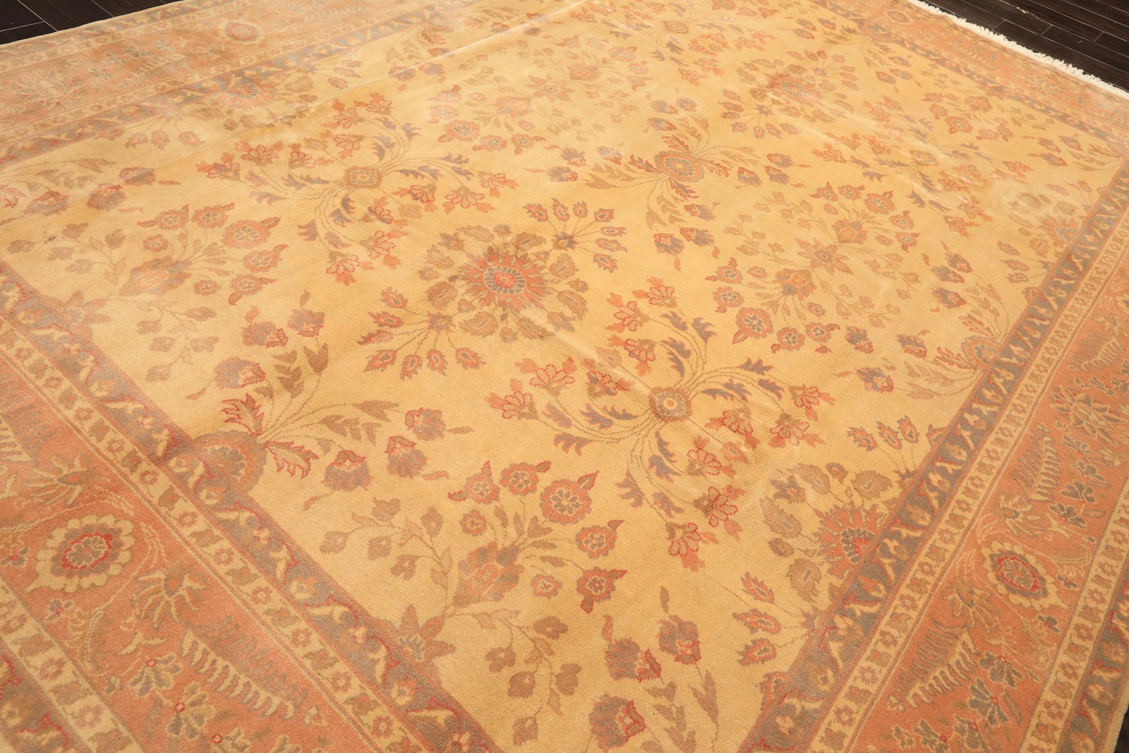 8’11”x11’6″ Hand Knotted Wool Beige Blush Oushak Silky Sheen Rare Egyptian Rug