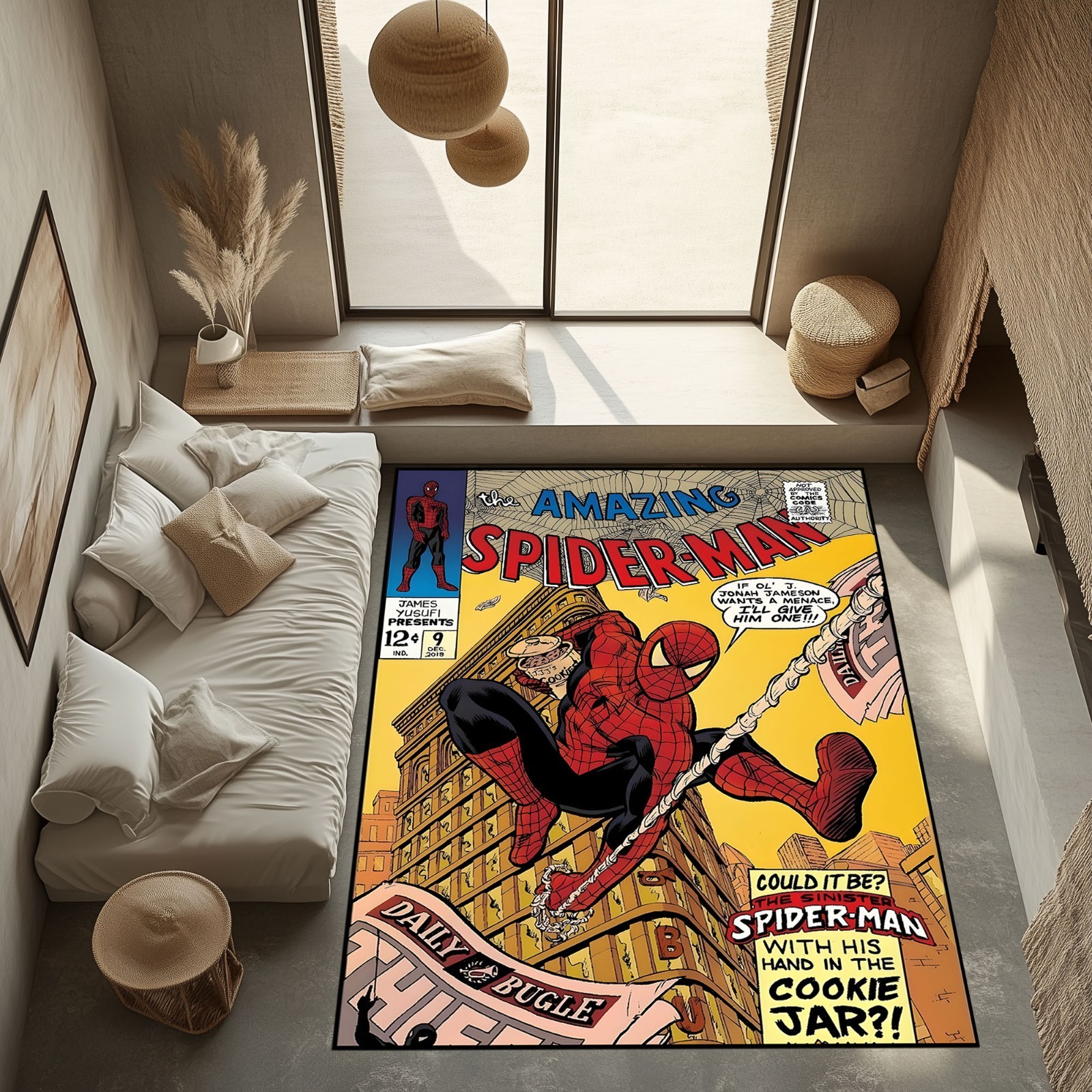Spiderman Art Rug, Spiderman Rug, Spiderman ,For Kids Room Spiderman Rug,GiftRug