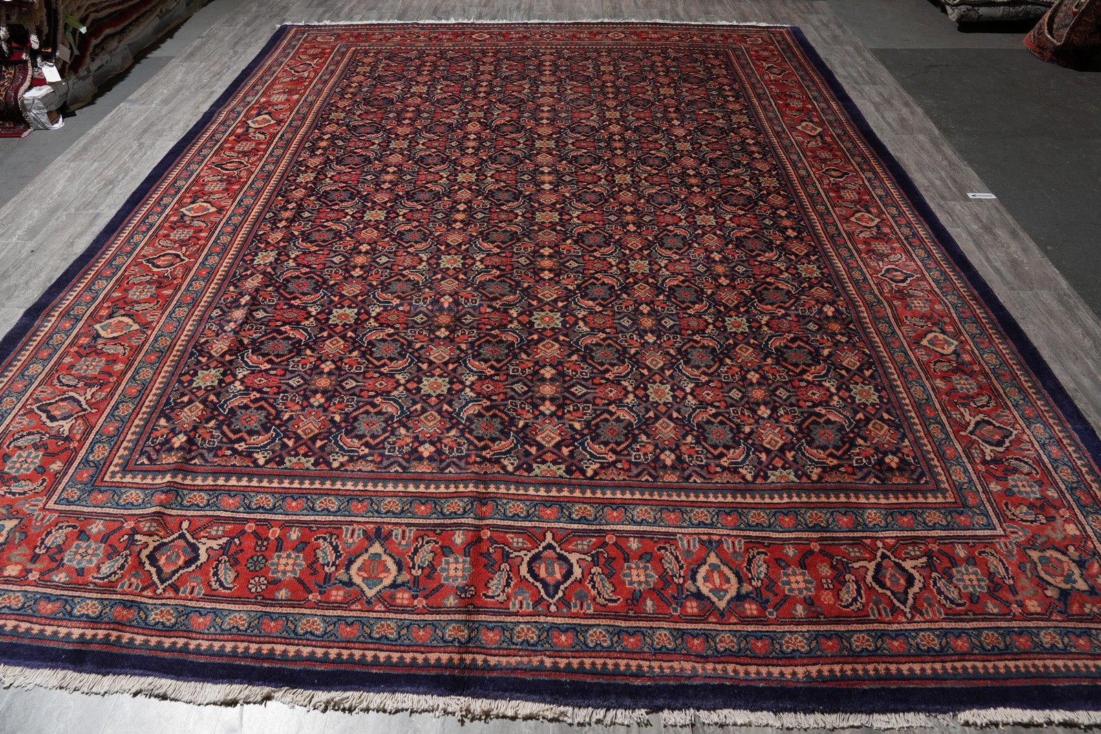 9.7 x 13.1 Perrsian Herrati Rug Navy Blue #F-4119