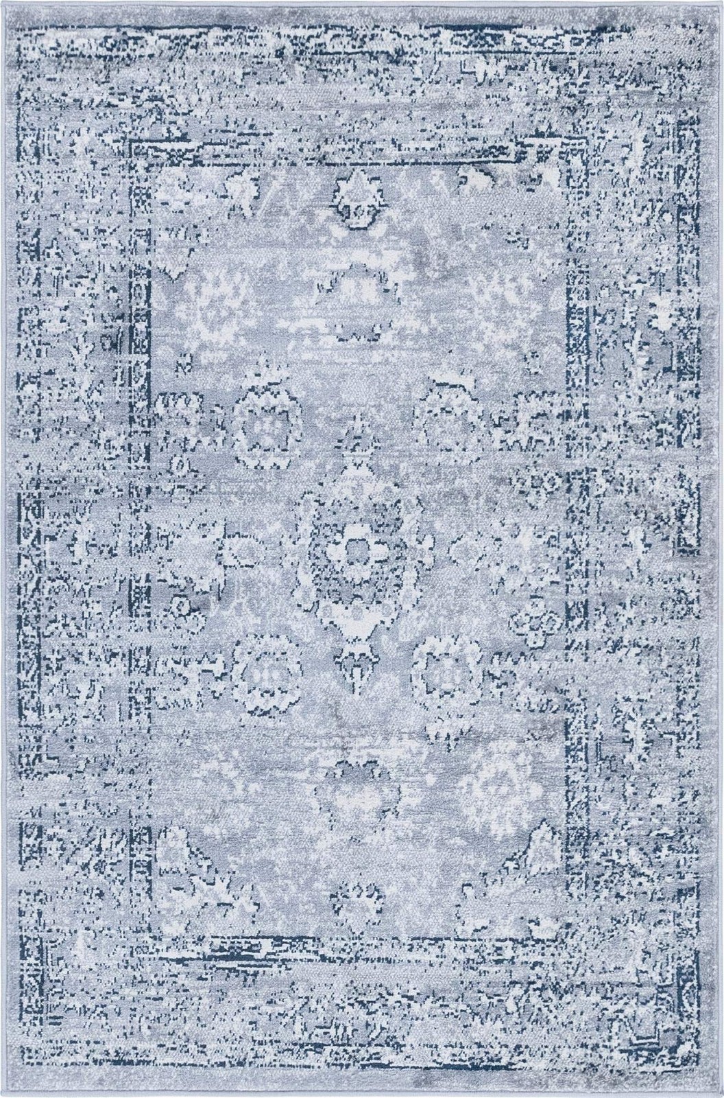 Unique Loom Sumter Collection Area Rug – 4 X 6 Rectangle Gray/ Ivory 3150075
