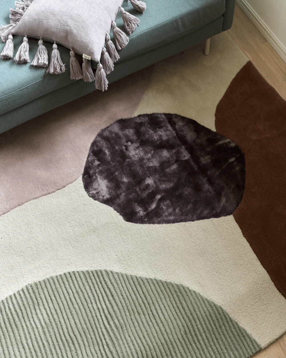 Hand Tufted Profound Wool & Silk Rug / Ivory Sage Handmade Area Rug & Carpet.
