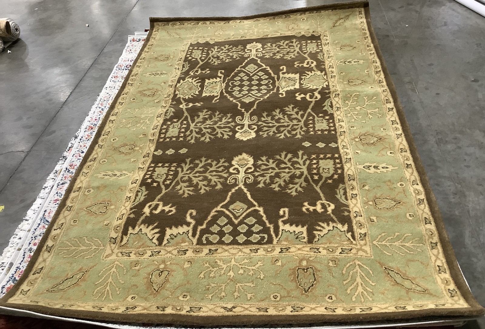 BROWN / GREEN 5′-0″ x 8′-0″ Broken Thread Rug Reduced Price 1172685482 BRG190B-5