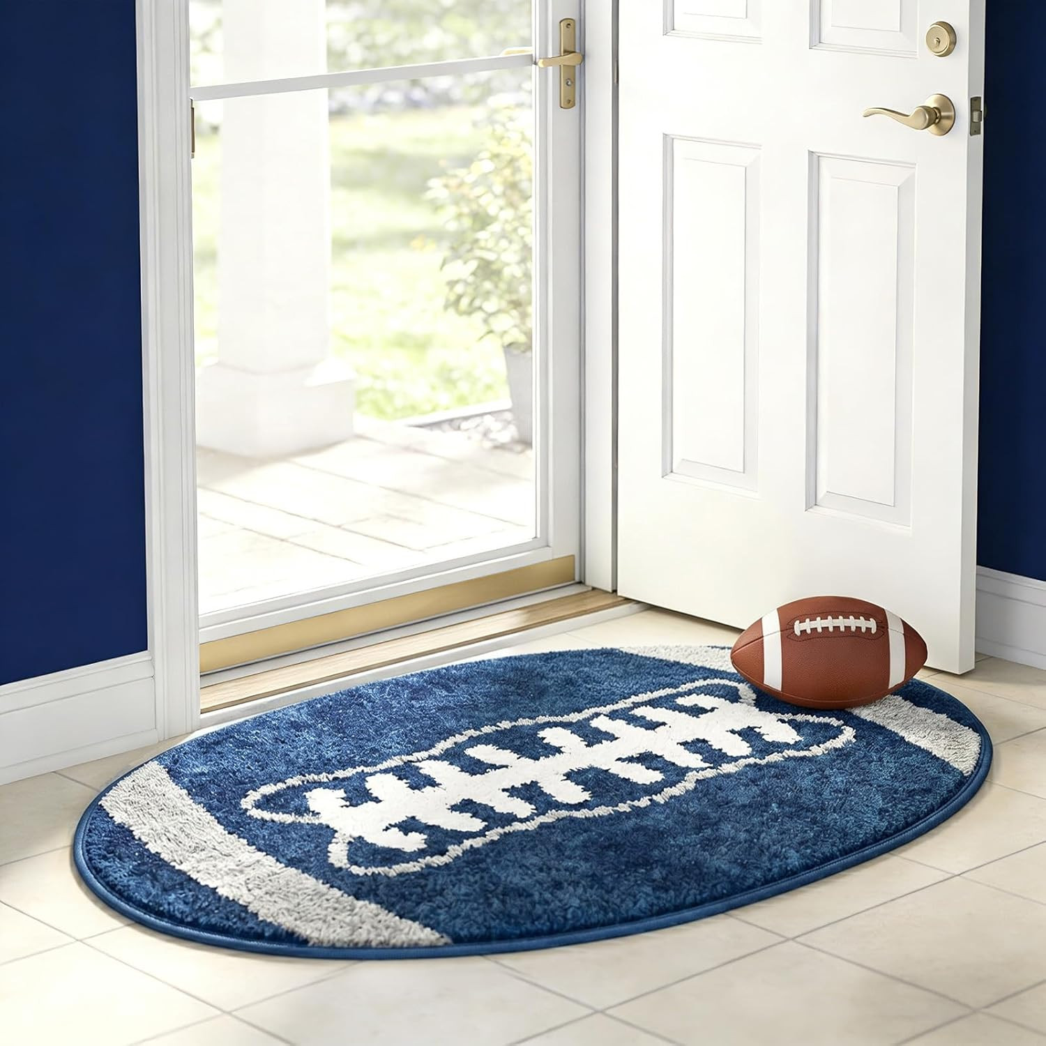 Football Rug for Boys Room Decor 32×20 Inches Soft Football Mat for Bedroom Plus