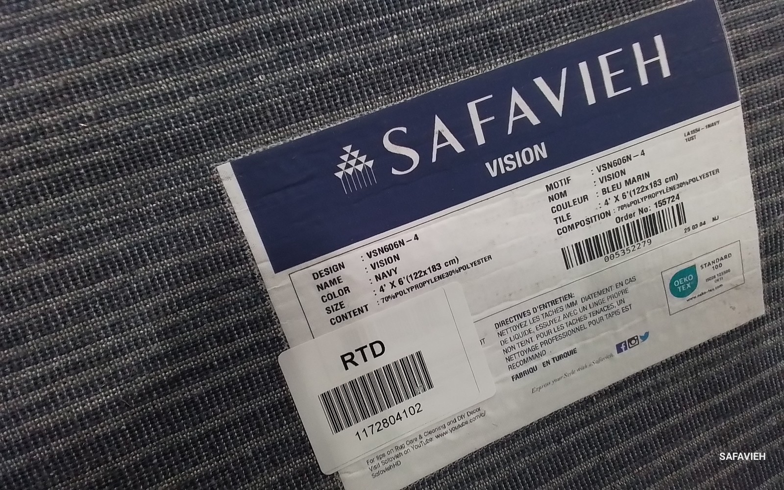 NAVY 4′-0″ x 6′-0″ Back Stain Rug, Reduced Price 1172804102 VSN606N-4