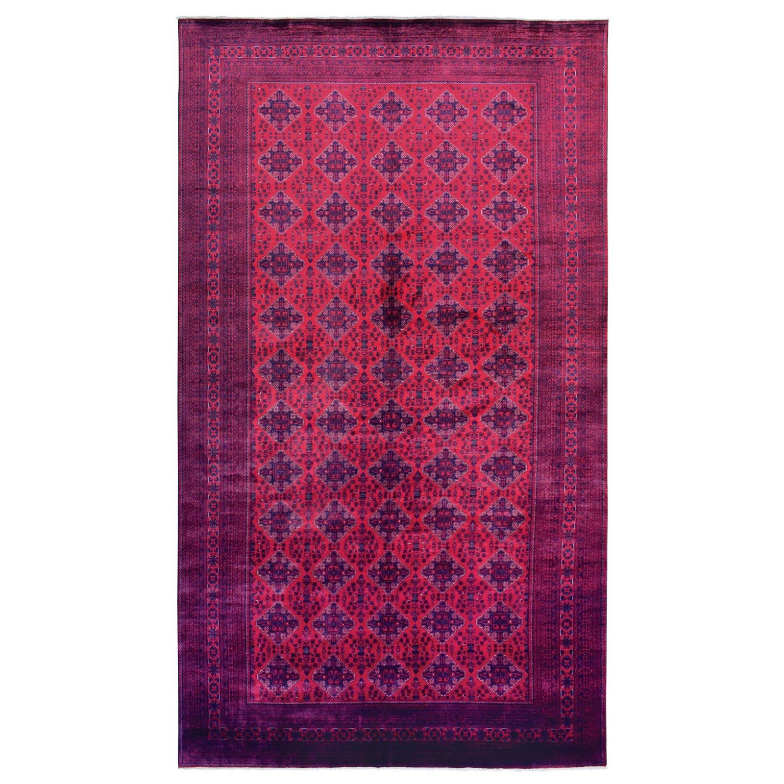 10’x19’2″ Red Hand Knotted Afghan Khamyab Extra Soft Wool Oversized Rug R72328
