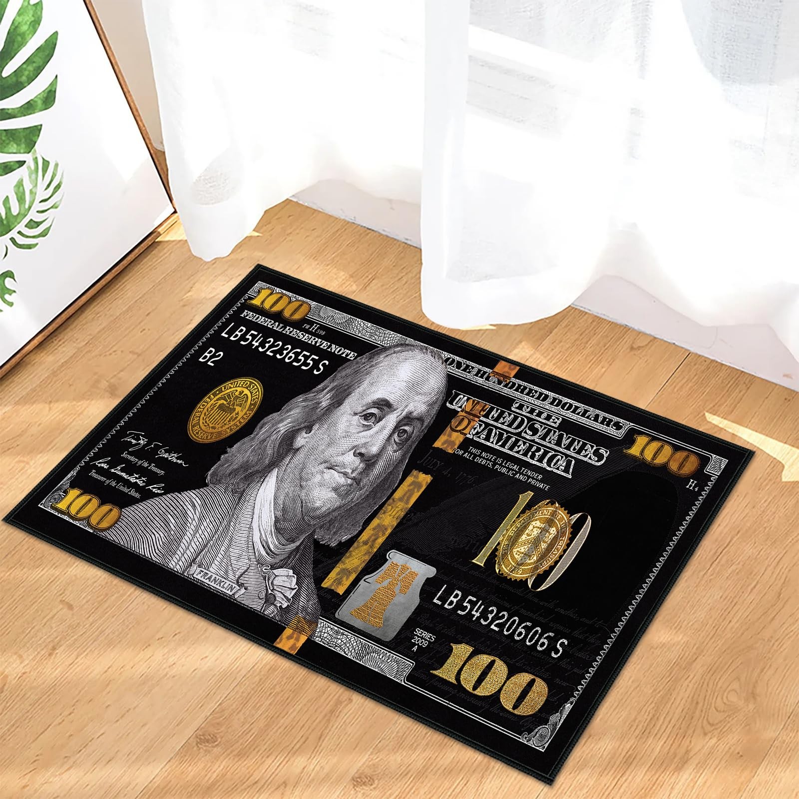 Money Rug for Bedroom 2×3 Door Mat Indoor Entrance,100 Bill USA Money Throw R…