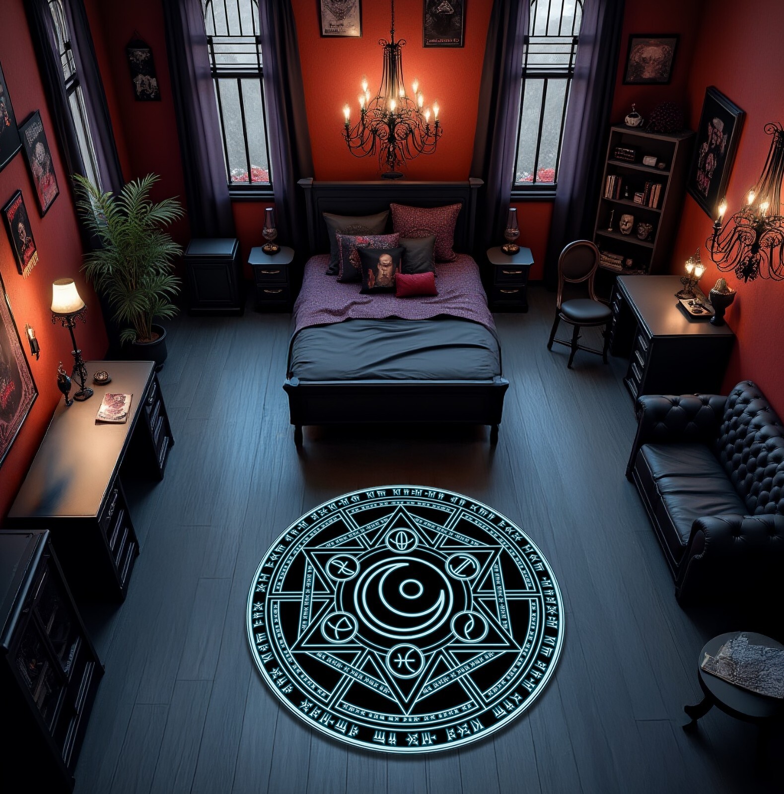 Magic Circle Transmutation Rug Summoning Mat Witchy Pentacle Gothic Room Decor