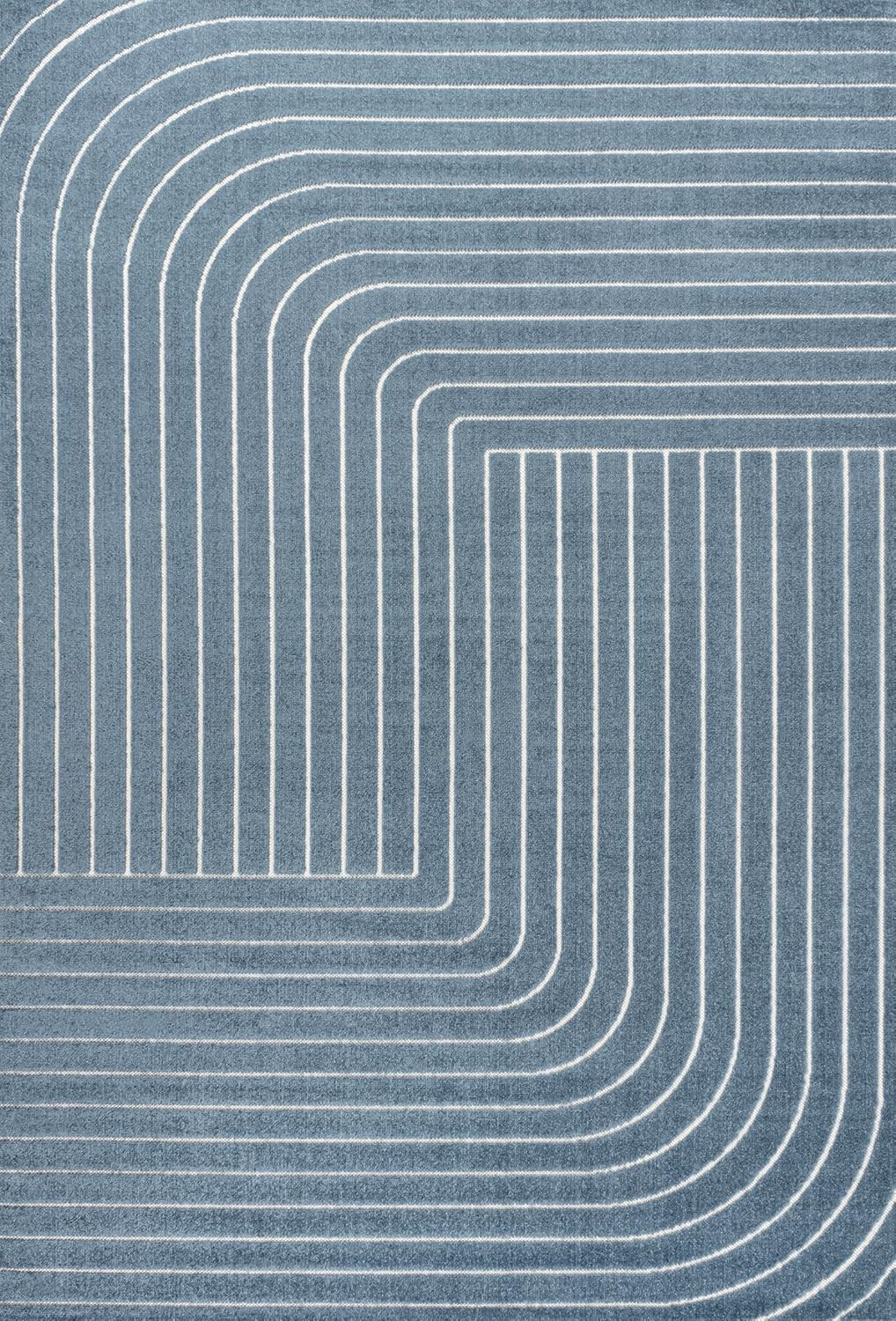 Odense High-Low Angle Dark Blue/Cream 3X5 Indoor/Outdoor Area Rug for Patio, Bac