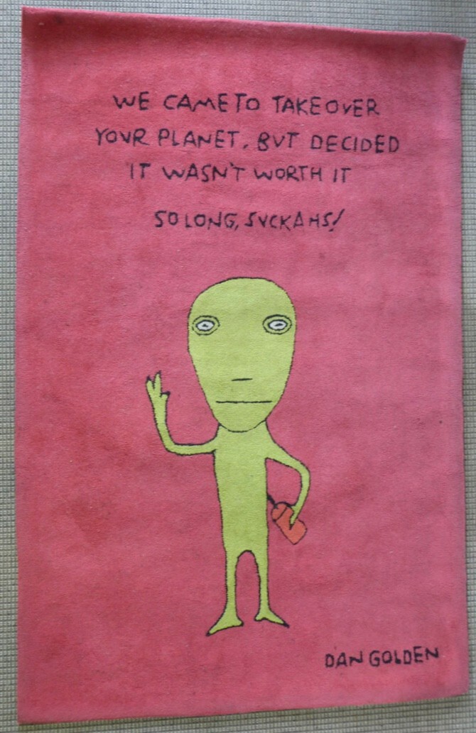 Dan Golden Cartoonist Authentic Tufted New Zealand Wool Rug Alien Carpet 4 x 6