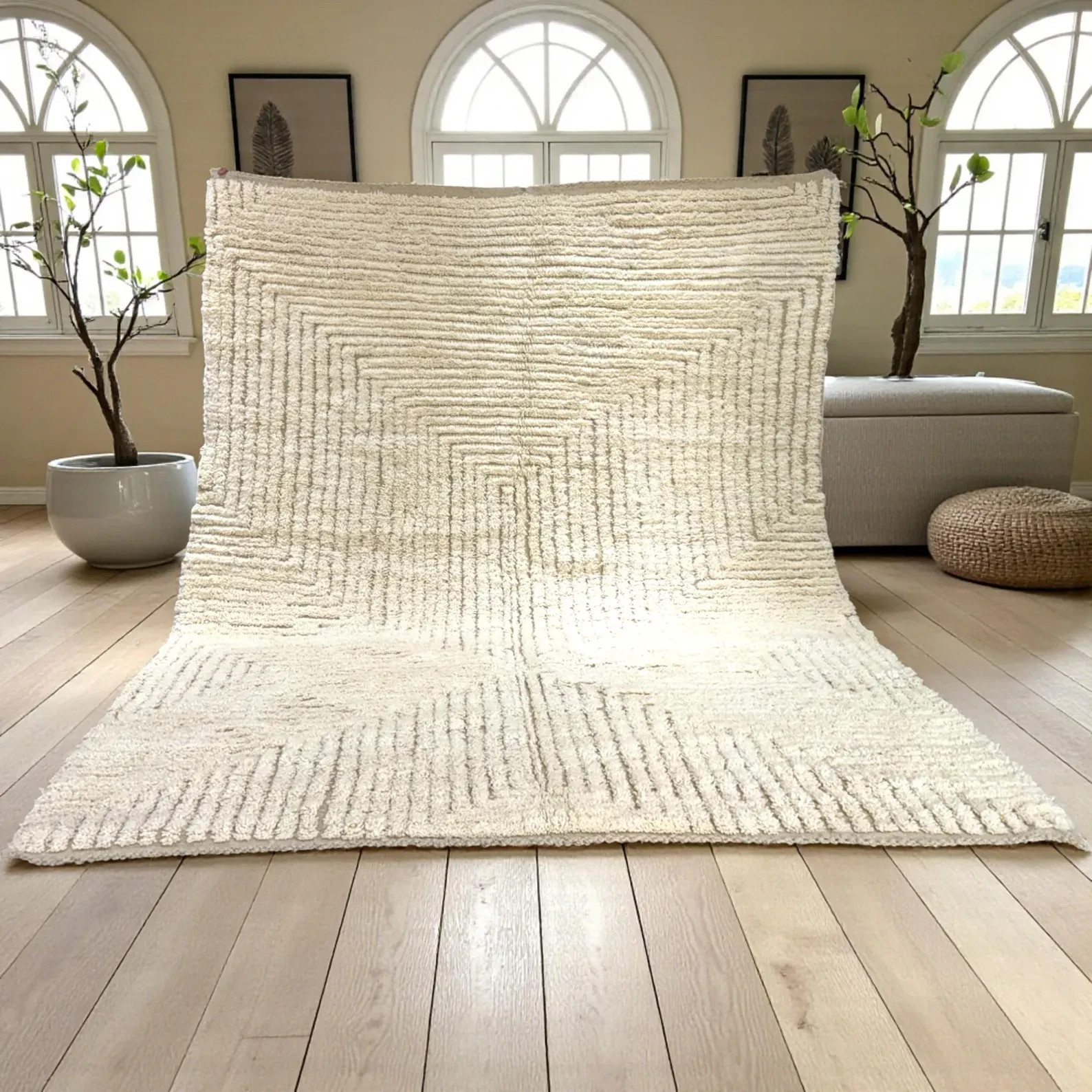 Moroccan Rug – Handmade Beni Ourain Style – 8×10 Area Rugs – Large Authentic