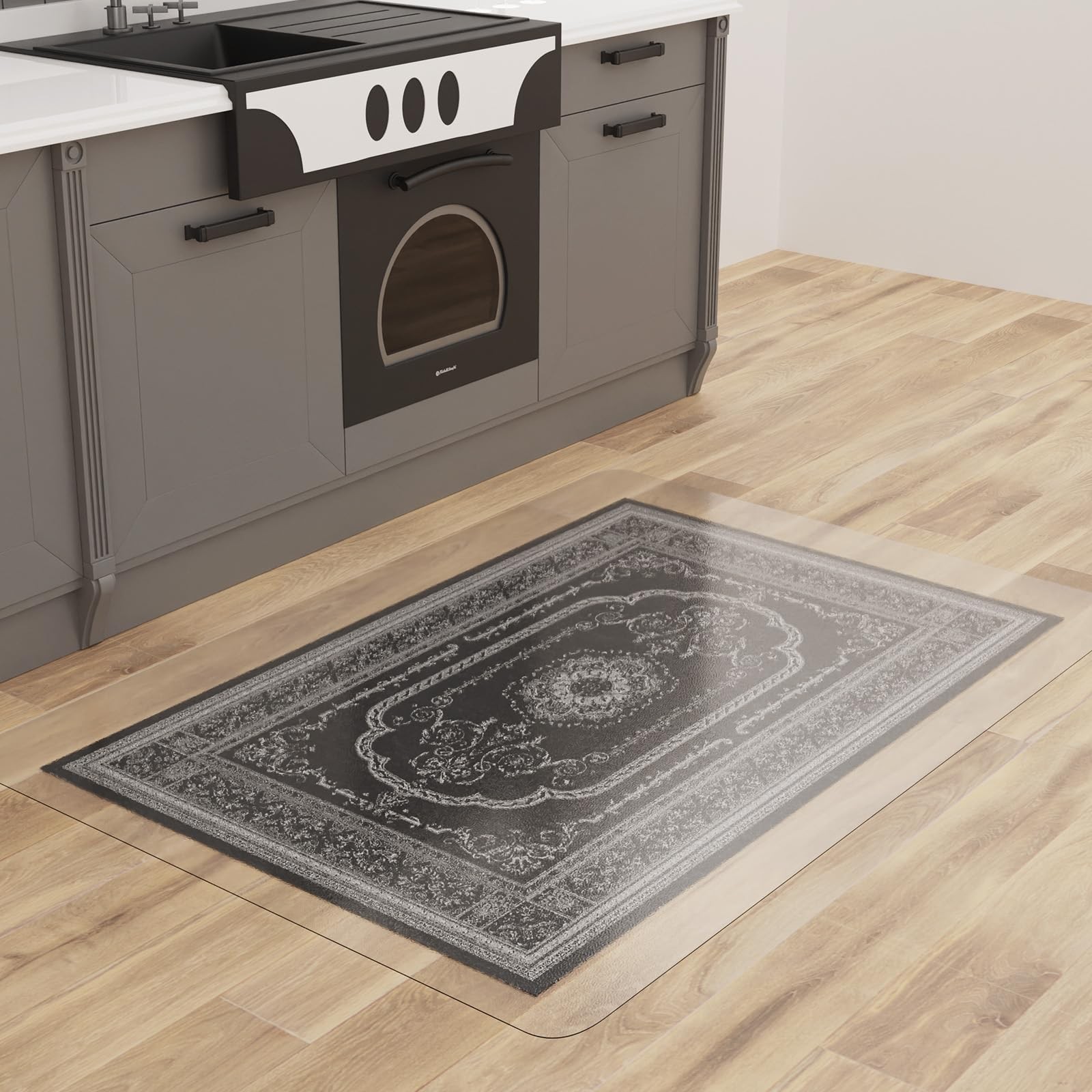Mymeely Floor Mat for Home, 3’x5′ Upgraded Clear Area Rug for Dining Room, No…