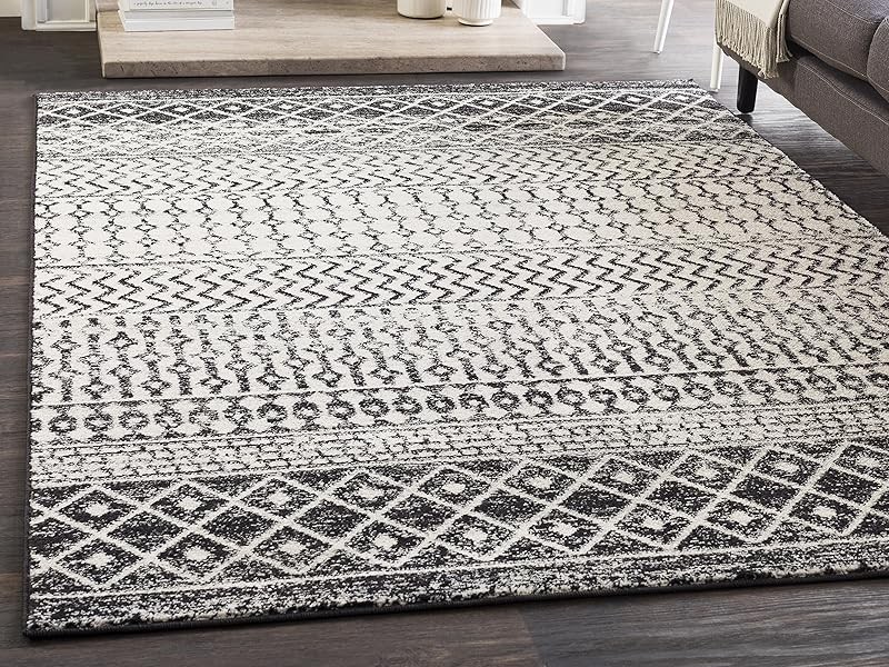 Area Rugs – 8×10 Odelia Vintage Boho Blue Aqua Slate Area Rug for Living Room