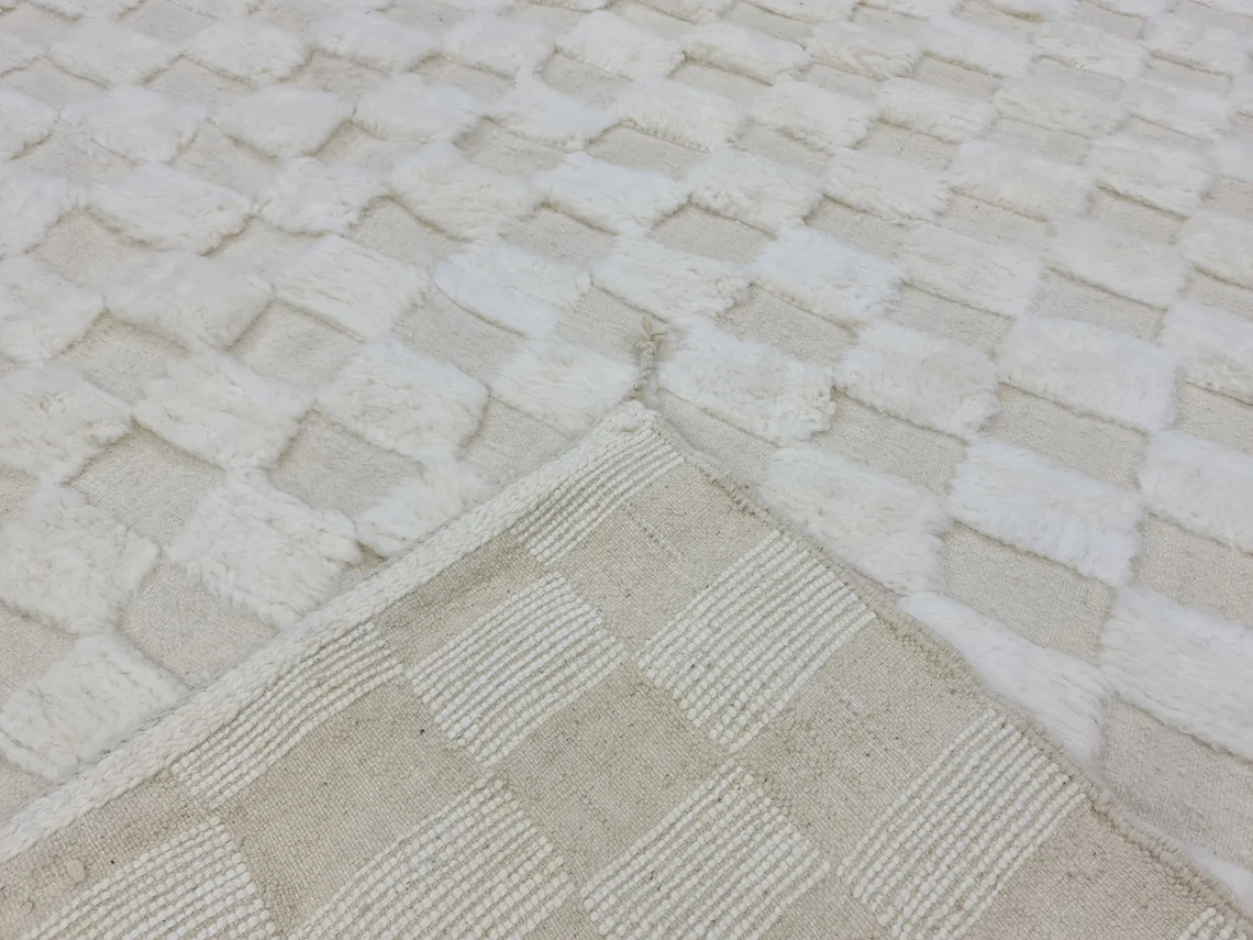 MADE TO ORDER – ARTISTIC BENIOUARAIN RUG- Moroccan Handwoven Rug- White Rug
