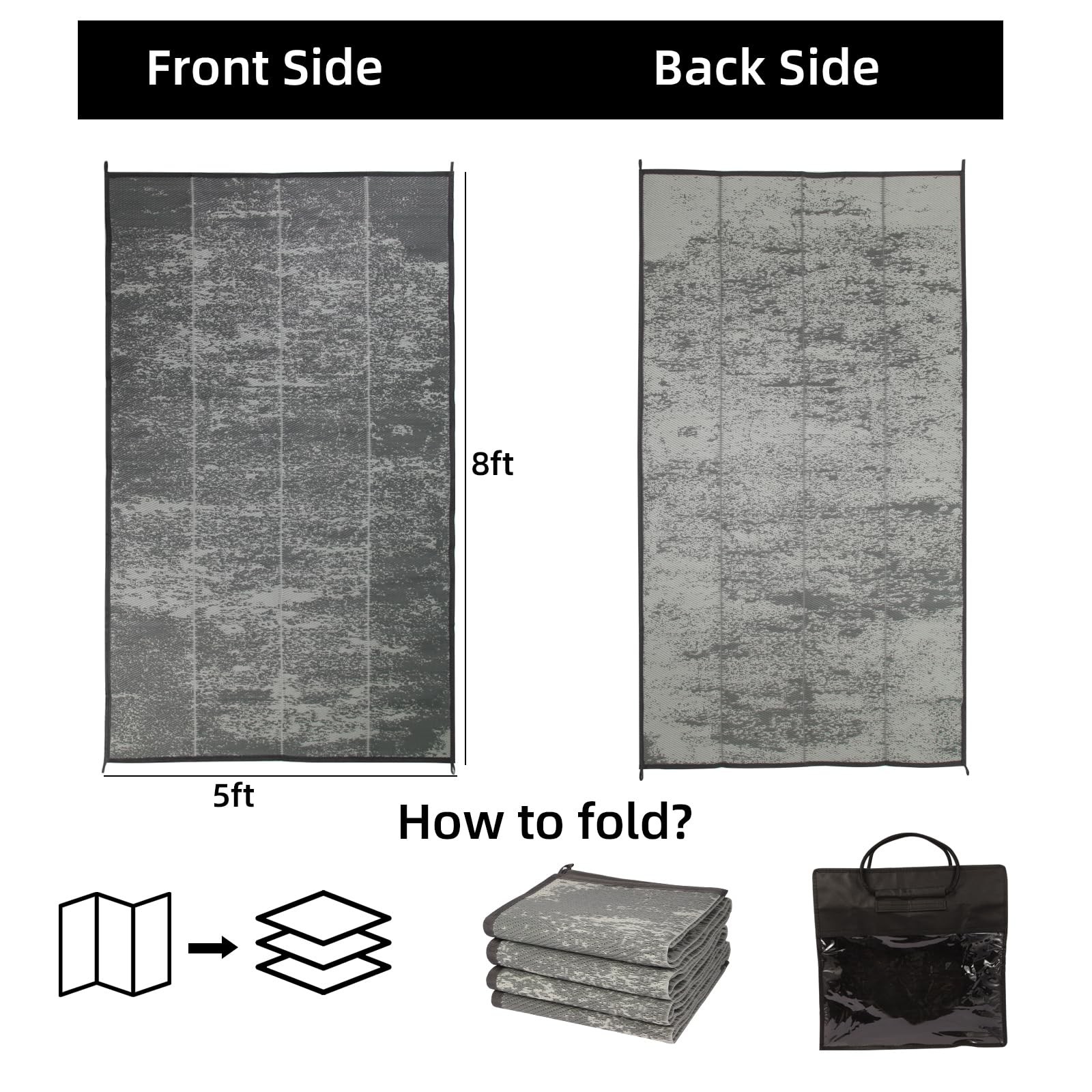 5’x 8′ Outdoor Rug,Waterproof Reversible Patio Rugs,5×8 ft Plastic Straw Outd…