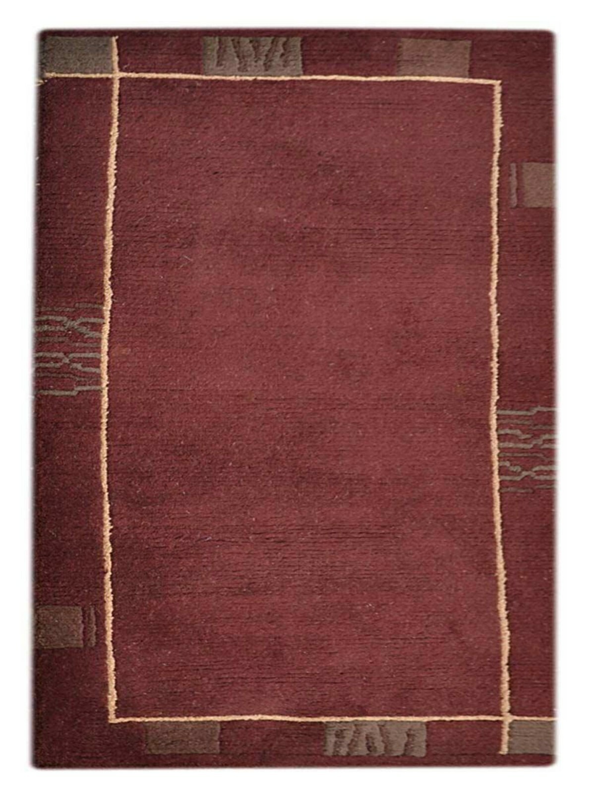 Eco-Friendly Hand Knotted Tibbati Wool Area Rug Contemporary Brown BBT00206