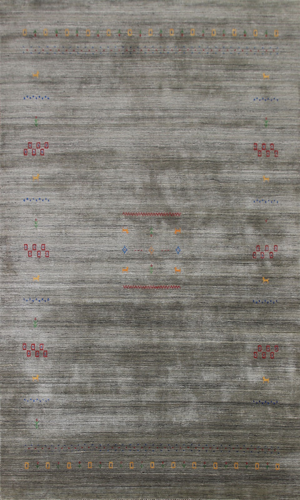 Tribal Wool Oriental Area Rug 7×10 Gray Hand-made Living Room Bordered Nomad Rug